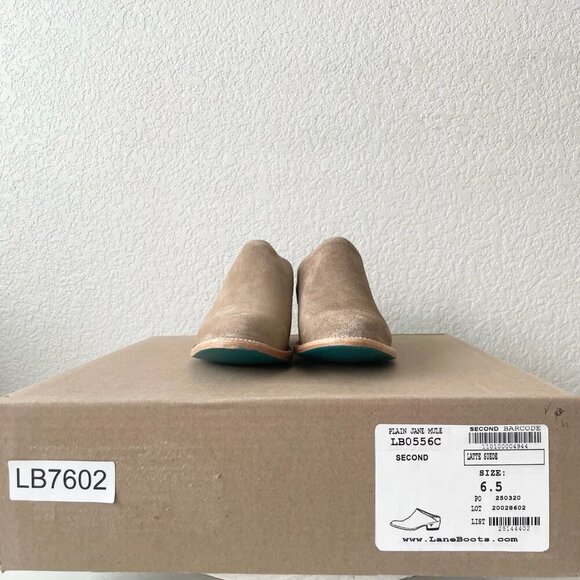 Lane Plain Jane Mule Womens 6.5 Latte Suede Cowboy Boots Western Slip On Short - Picture 9 of 10